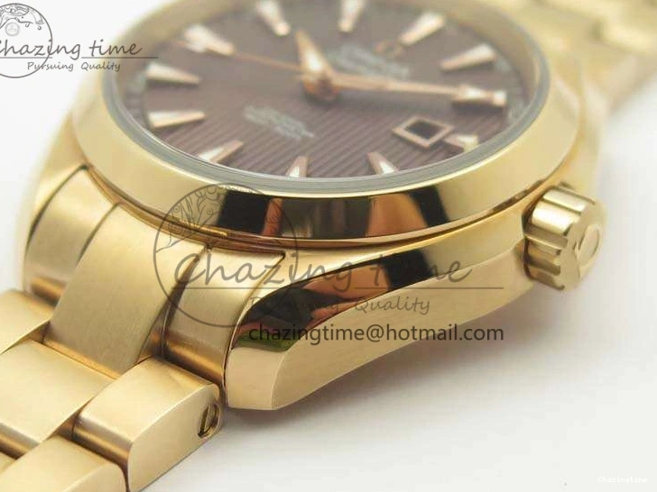 0418 Bright Aqua Terra Ladies 35mm RG V6F Best Edition Brown Dial On RG Bracelet A 8101